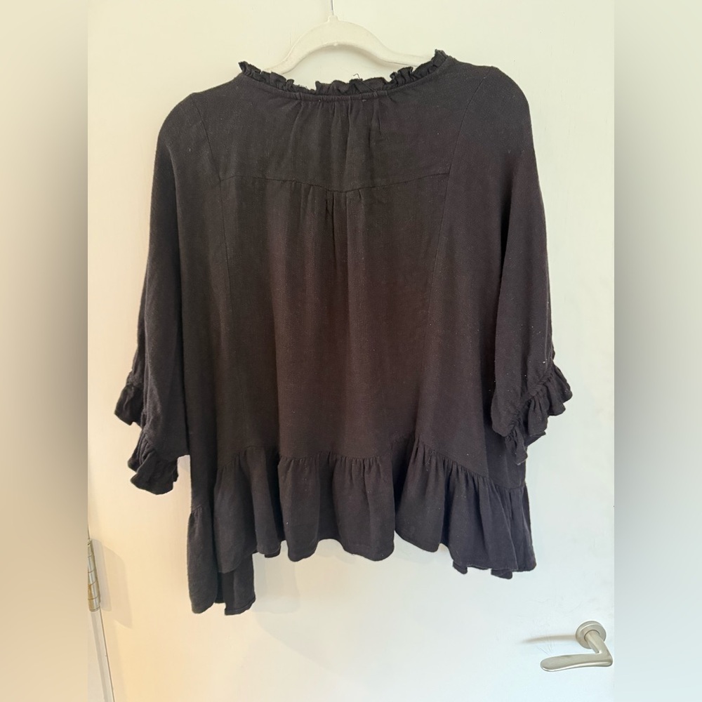 Umgee Black Ruffle Blouse - Picture 3 of 5